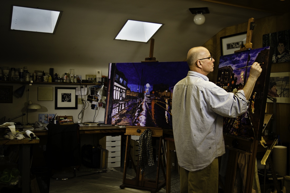 artist Rob Niezen in his painting studio